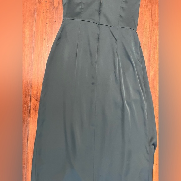 After Six Sleeveless Satin Faux Wrap Gown Size 2 Evergreen Mardi Gras Wedding - Picture 10 of 16